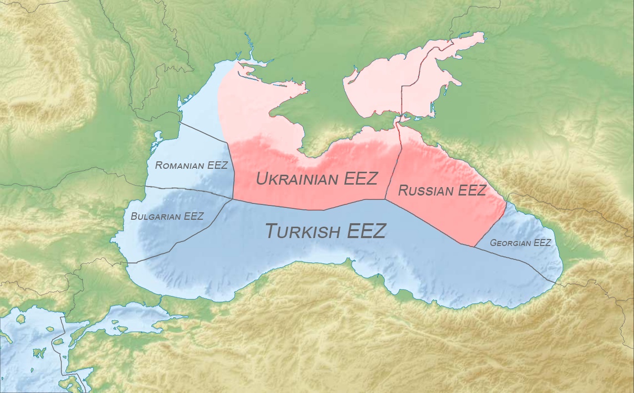 Wyłączna strefa ekonomiczna (EEZ - Exclusive Economic Zones) na Morzu Czarnym - Ukraina, Rosja ...