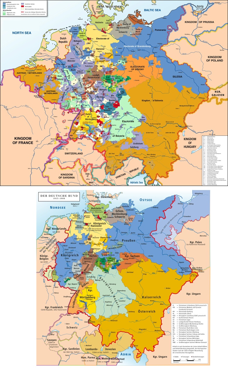 Państwa niemieckie przed i po okresie napoleońskim, -1815, 1815-1866