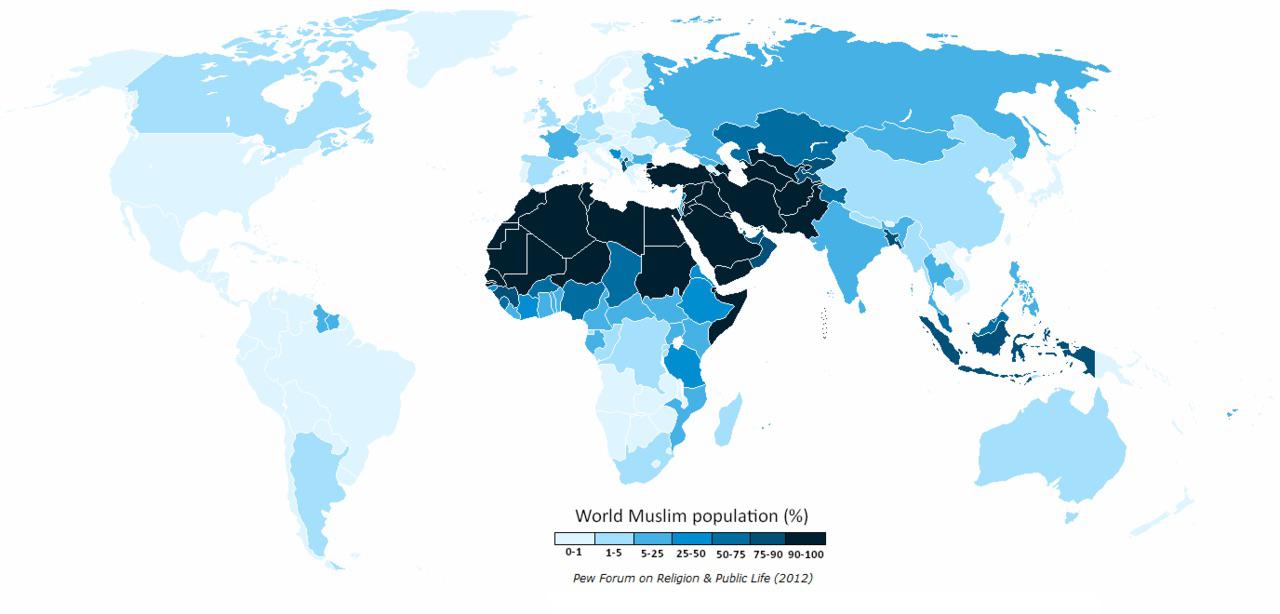 Muzułmanie na świecie, 2012, Pew