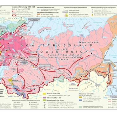Rosyjska wojna domowa w 1918 r. z uwzględnieniem państw biorących udział w interwencji