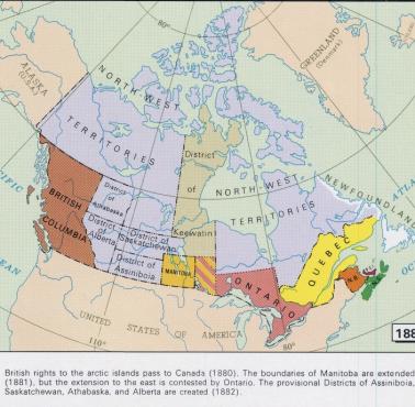Mapa Kanady, 1882