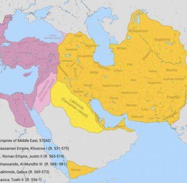 Mapa Bliskiego Wschodu w 570 roku