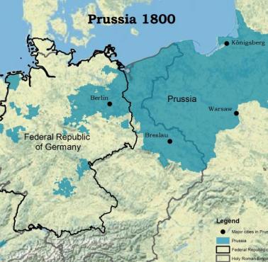 Królestwo Pruskie w 1800 roku a dzisiejsze granice Niemiec