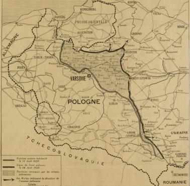 Maksymalny zasięg inwazji Rosji sowieckiej na Polskę w 1920 r. i późniejszej polskiej kontrofensywy w sierpniu 1920 r.