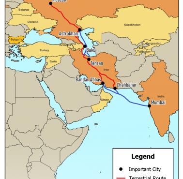 The International North-South Transport Corridor (INSTC) - potencjalny szlak handlowy Rosji z Indiami, 7200 km