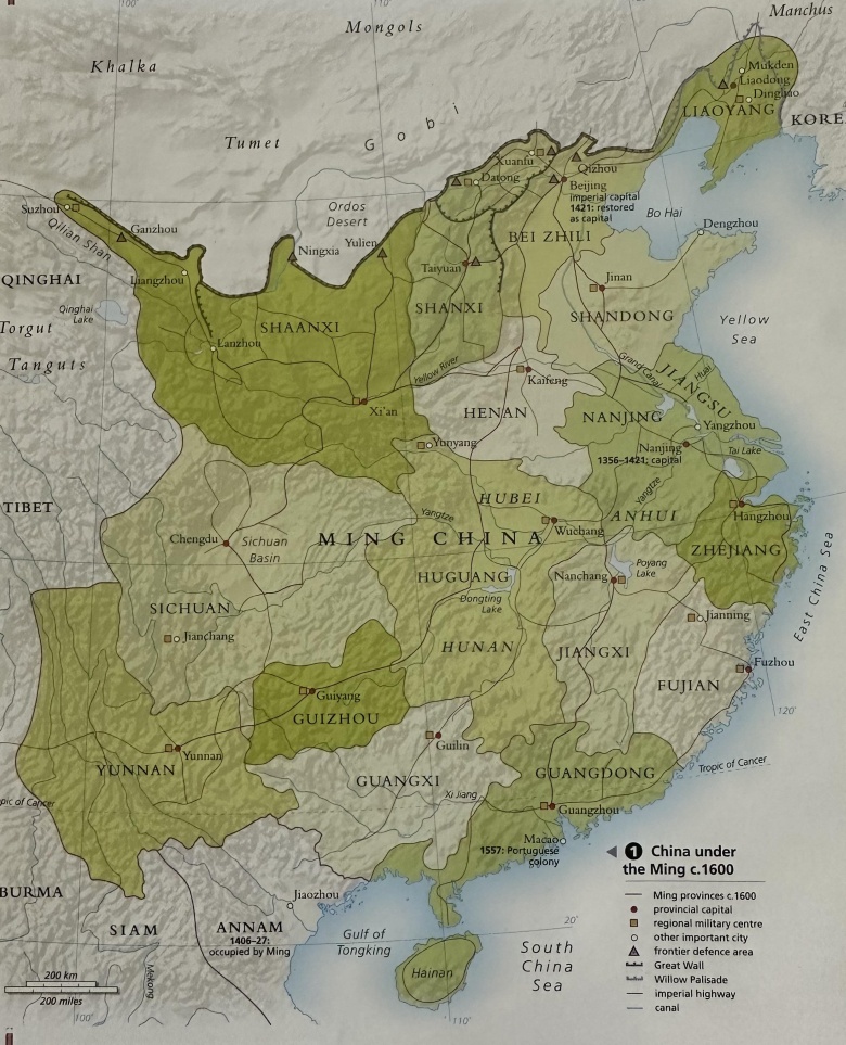 Mapa Chin w czasach dynastii Ming (1368-1644), 1600