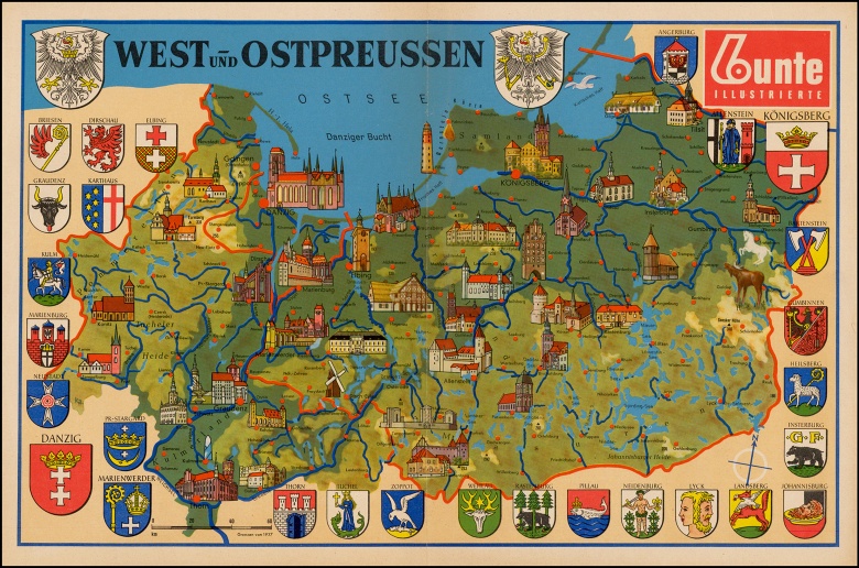 Mapa turystyczna Prus Zachodnich i Wschodnich z 1937 roku