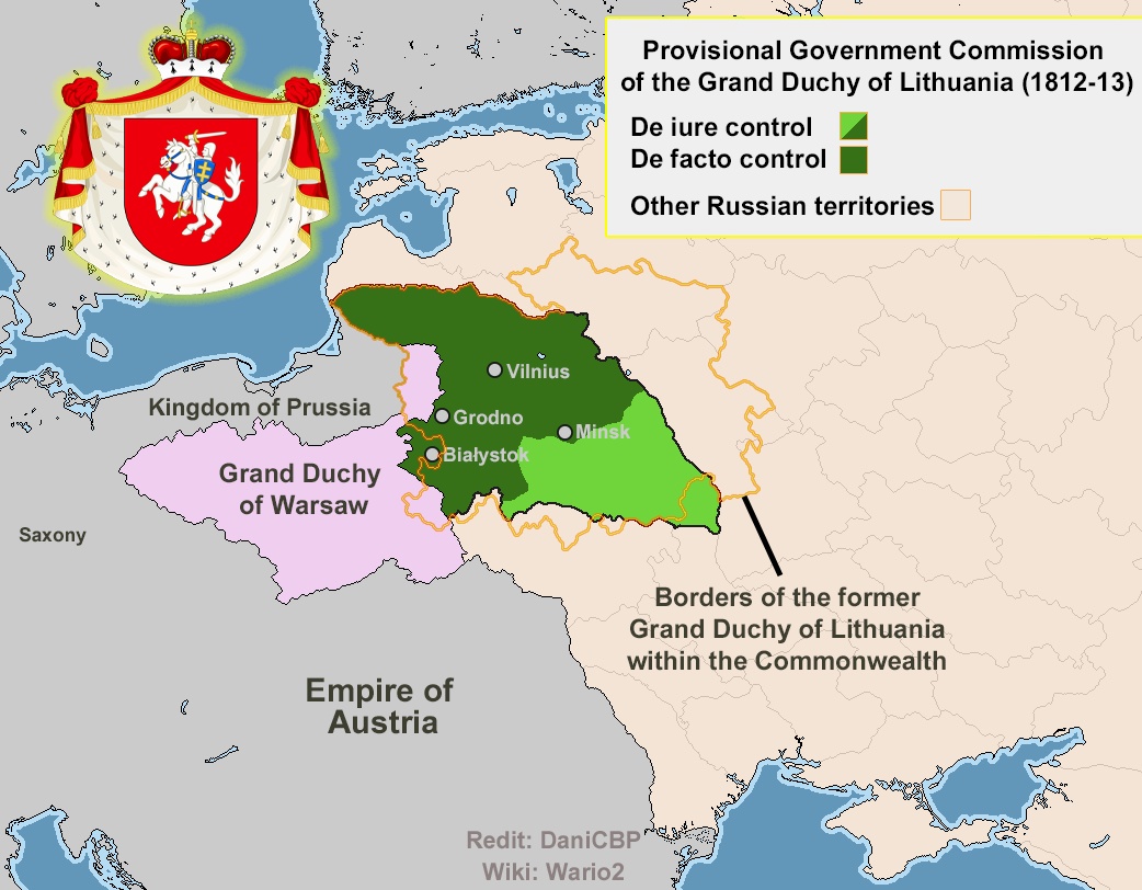 Mapa Komisja Rządu Tymczasowego Wielkiego Księstwa Litewskiego, 1812 r.