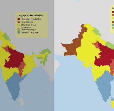 Najpopularniejszy język w Indiach z podziałem na regiony