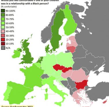 Stosunek do czarnoskórych w Europie, Eurobarometr, 2022