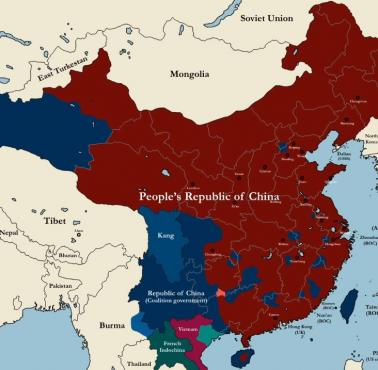 Koniec chińskiej wojny domowej, stan na 7 grudnia 1949