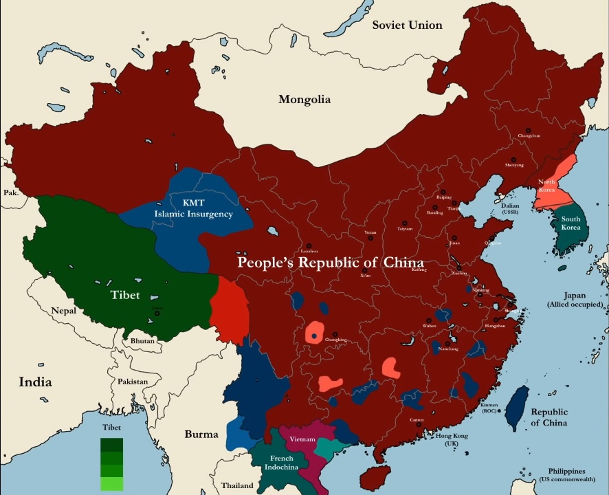 Sytuacja w chińskiej wojnie domowej 1 stycznia 1951 roku