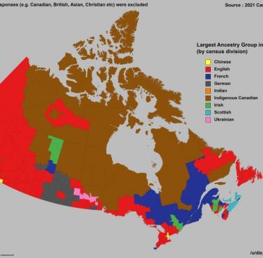 Dominujące pochodzenie etniczne przodków w Kanadzie, 2021
