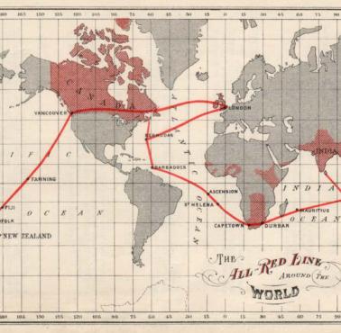 Podmorskie kabla telekomunikacyjne, które łączyły Imperium Brytyjskie w 1902 roku