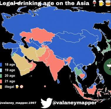 Minimalny wiek legalności picia alkoholu w Azji