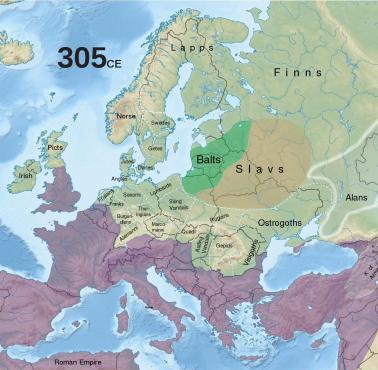 Mapa polityczna Europy w 300 roku n.e.