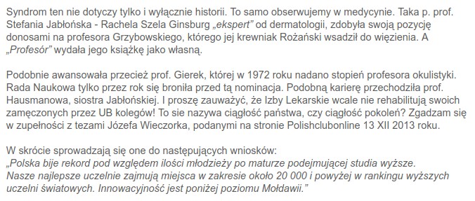 Pani Profesor Stefania Jabłońska wybitny dermatolog,światowej sławy ekspert badań nad wpływem wirusów HPV na rozwój ...