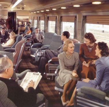 Reklama podróży pociągiem linii Southern Pacific, lata 40., USA