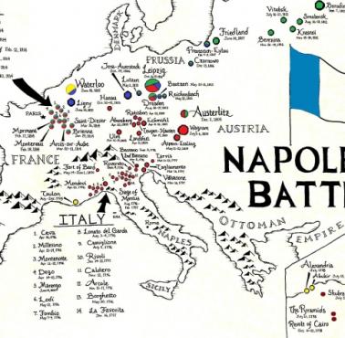 Bitwy Napoleona w całej Europie z lokalizacją i datą