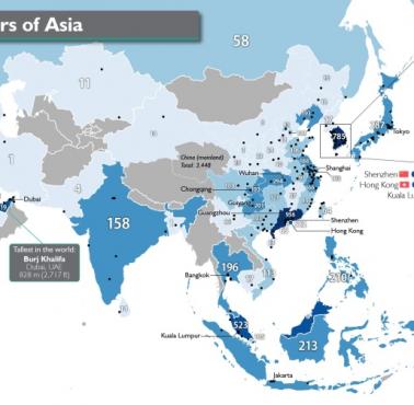 Liczba wieżowców (powyżej 150 metrów) w Azji, 2021