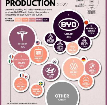 Top15 producentów elektryków na świecie, 2022