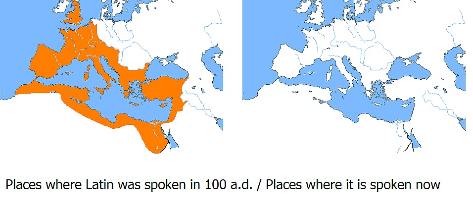 Świat łaciński w 100 r. n.e. (posługiwano się językiem łacińskim kiedyś i teraz)