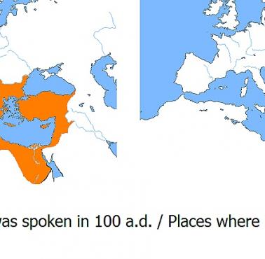 Świat łaciński w 100 r. n.e. (posługiwano się językiem łacińskim kiedyś i teraz)