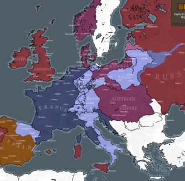 Imperium Napoleona z września 1812 roku z podziałem na sojuszników