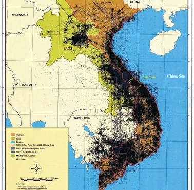 Strefy amerykańskiego bombardowania Wietnamu (Azji Pd-W) w latach 1965-75