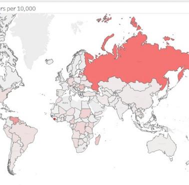 Liczba prostytutek na 10 tys. mieszkańców w poszczególnych państwach świata