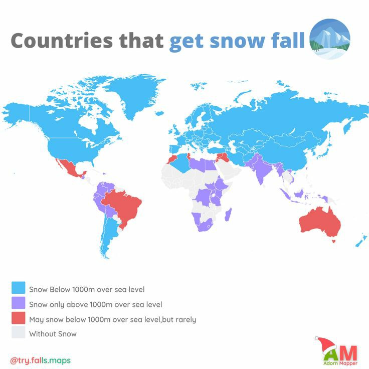 Kraje na świeci, w których występuje i pada śnieg
