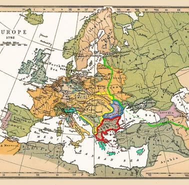 Rozbiór Imperium Osmańskiego zaproponowany przez Rosję (Katarzyna Wielka),  lata 80-te XVIII wieku, 1792