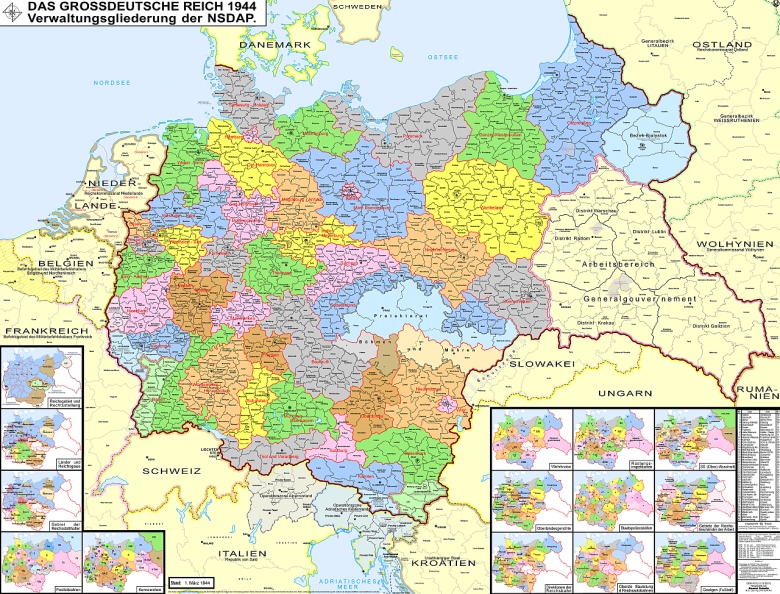 Podział administracyjny III Rzeszy i państw okupowanych w styczniu 1944 roku