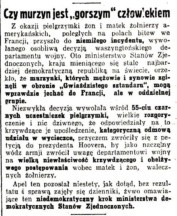 Czy murzyn jest gorszym człowiekie? Ilustrowany Kurier Codzienny, 27 czerwca 1930 r.