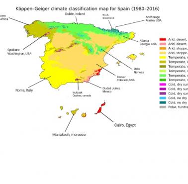 Klasyfikacja klimatów Köppena w Hiszpanii