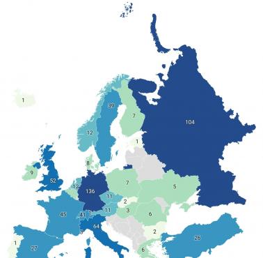 Kraje w Europie z największą liczbą miliarderów, 2023, Forbes