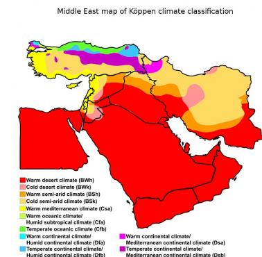 Typy klimatu Bliskiego Wschodu w/g Köppena