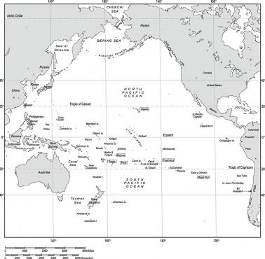 Przynależność państwowa wysp Oceanii. Mapa polityczna