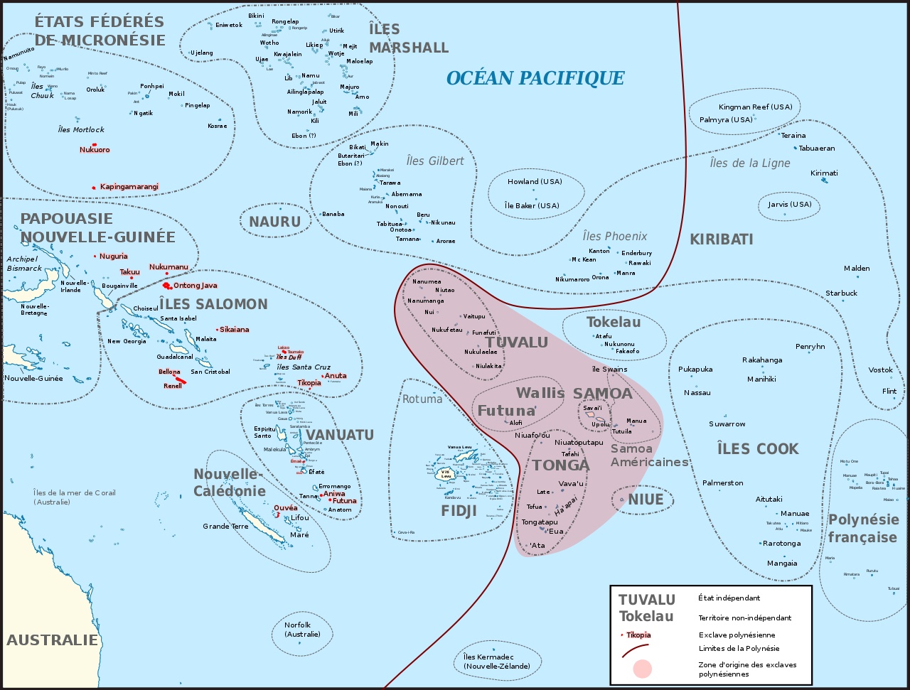 Mapa polityczna Polinezji Zachodniej
