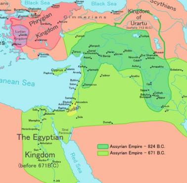 Mapa Imperium Asyryjskiego, 824 r. p.n.e., 671 r. p.n.e.