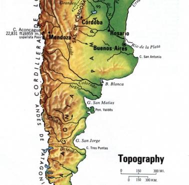 Topograficzna mapa Argentyny