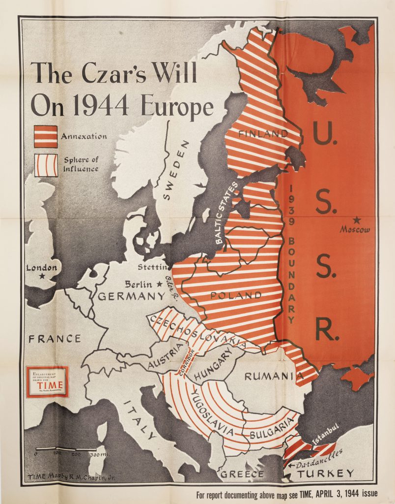 Geopolityczna mapa Europy z 1944 roku, opublikowana w Time, Chapin, Jr