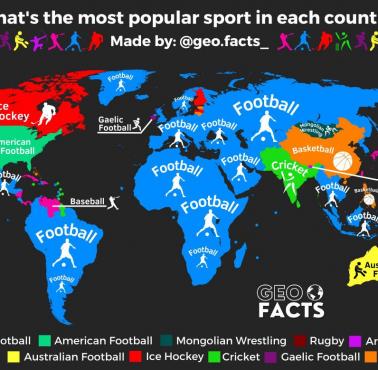 Najpopularniejsze sporty w poszczególnych państwach świata