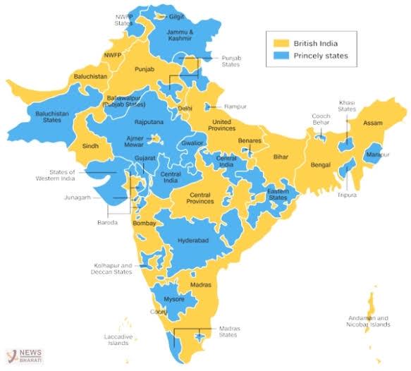 Brytyjskie kolonie w Indiach pod bezpośrednimi rządami i pozostawione przez nich zależne księstwa i królestwa
