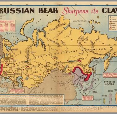 Amerykańska mapa ZSRR, autor Edwin L. Sundberg z 1944 roku