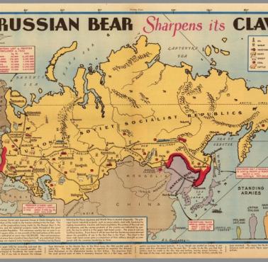 Mapa ZSRR z około 1944 r. (zasoby surowce, ekspansja ...)