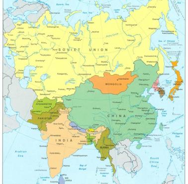 Mapa ZSRR (Związek Radziecki), Azji Wschodniej i Południowej z 1987 roku