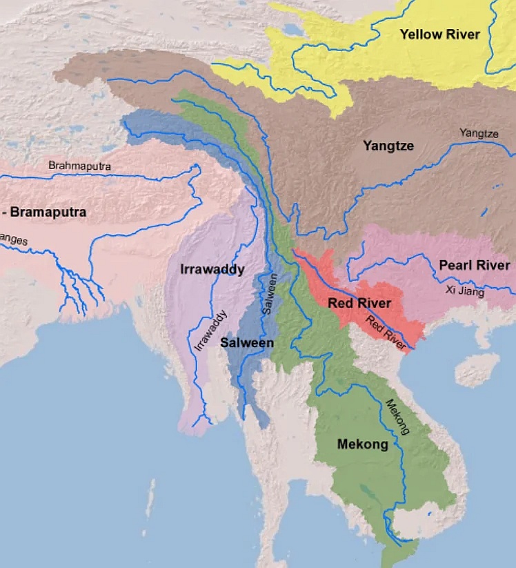 Dorzecza głównych rzek Azji Wschodniej - Jangcy, Huang He, Rzeki Perłowej, Rzeki Czerwonej ...