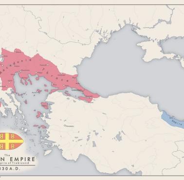 Mapa Bizancjum (Wschodnie Cesarstwo Rzymskie) w 1330 roku