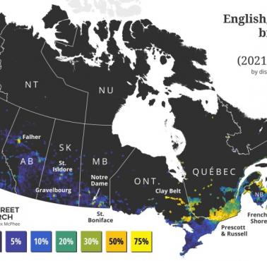 Wskaźniki dwujęzyczności angielsko-francuskiej w Kanadzie, 2021